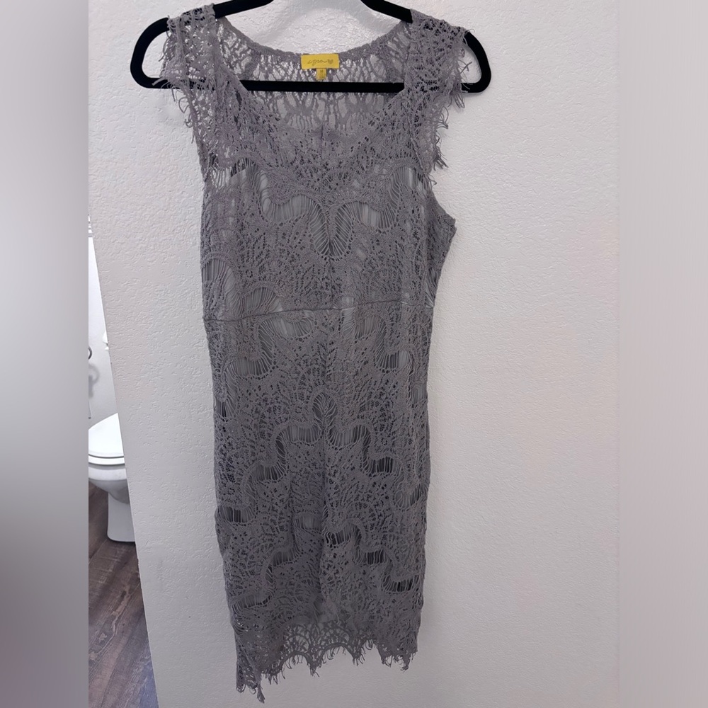 Elegant Gray Lace Dress